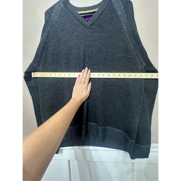 Robert Graham 100% Soft Wool V-Neck Men''s Gray Sweater Size XL - Picture 7 of 11